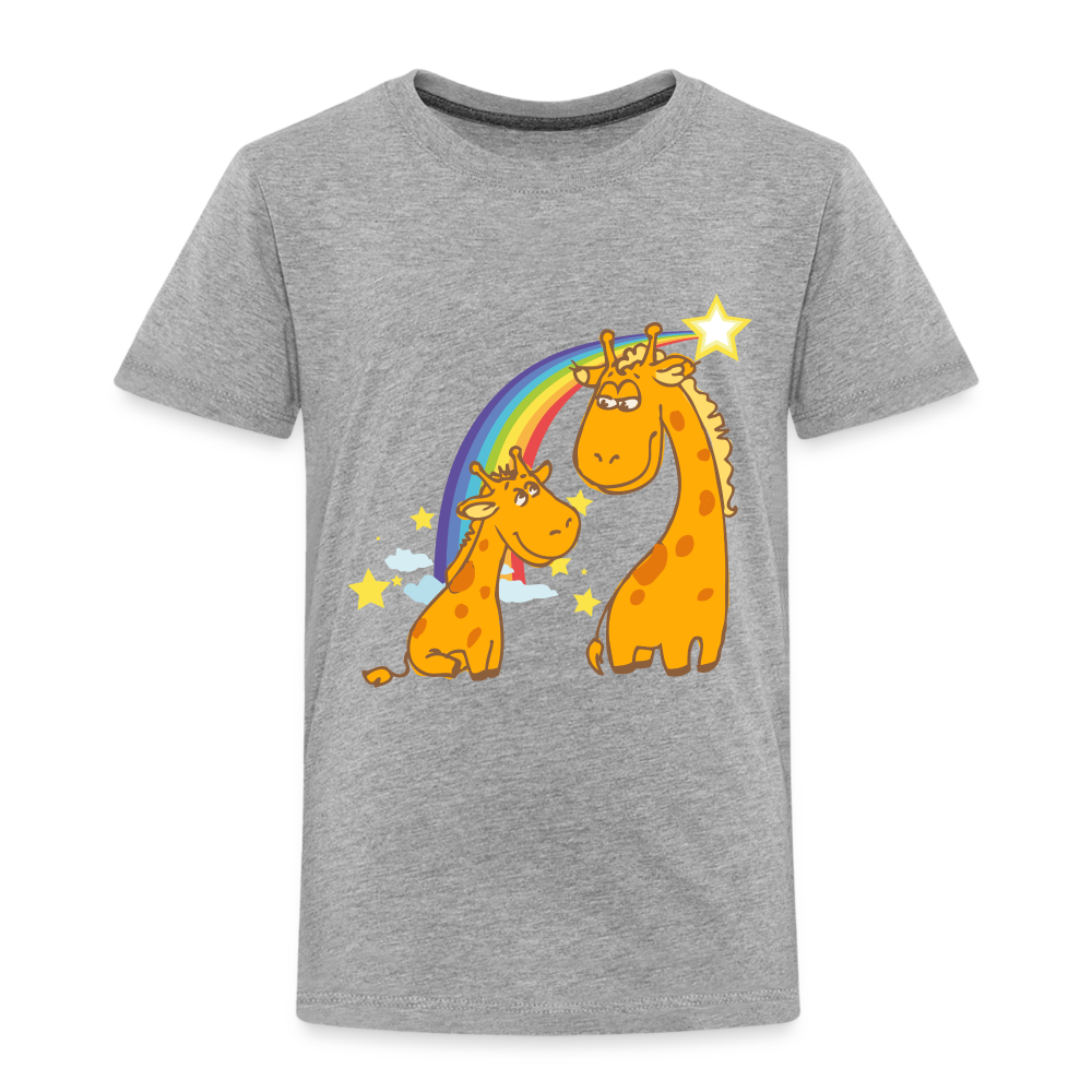 Kinder Premium T-Shirt Regenbogen Giraffe - Grau meliert