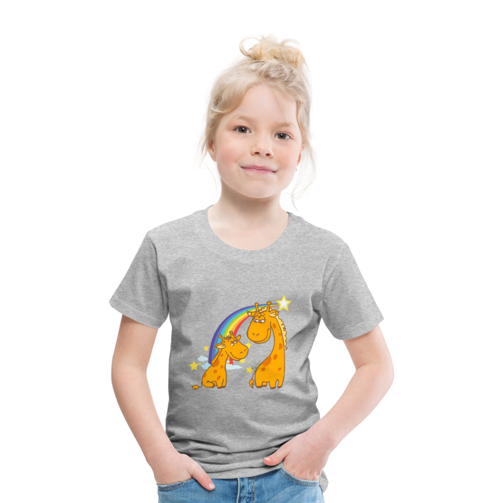 Kinder Premium T-Shirt Regenbogen Giraffe - Grau meliert