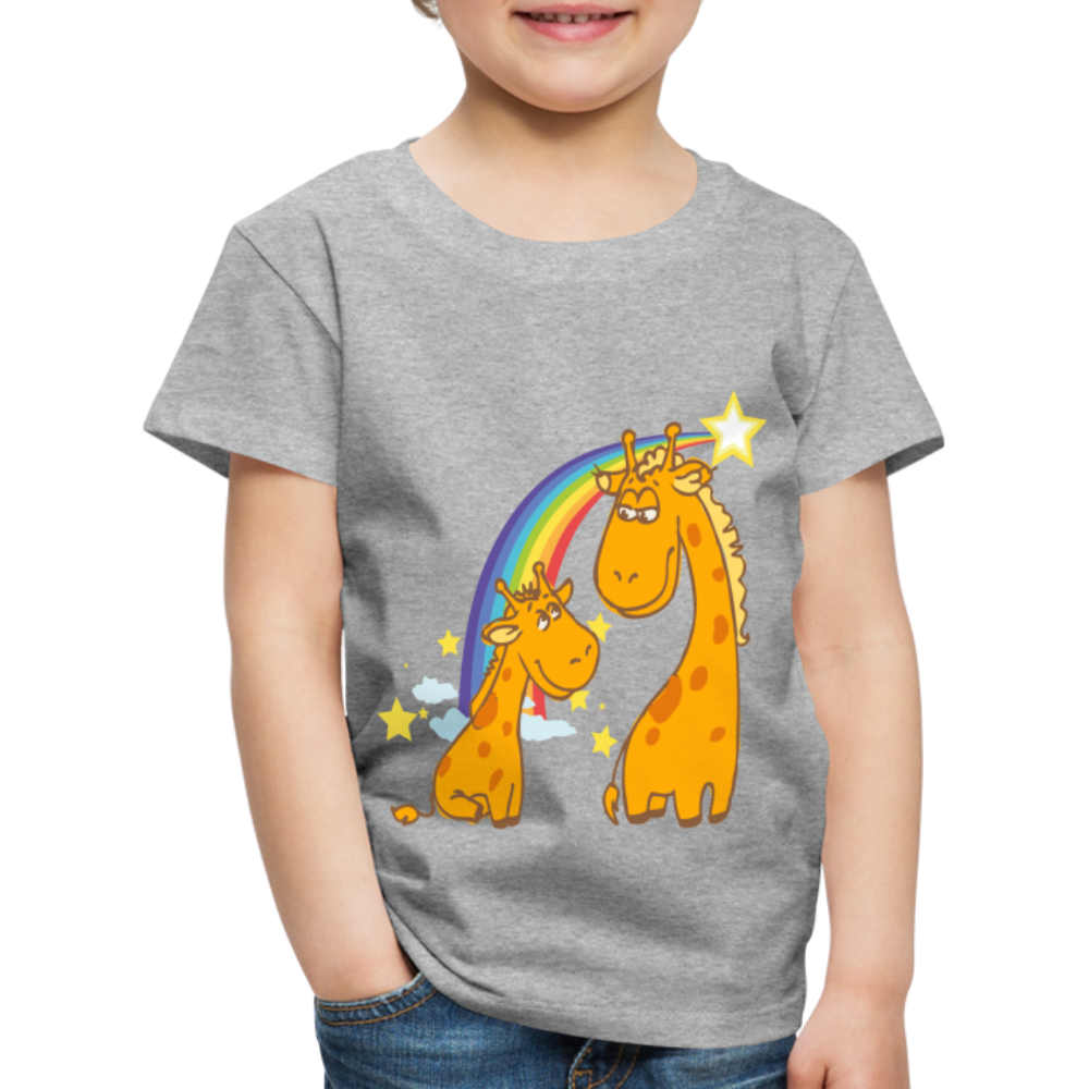 Kinder Premium T-Shirt Regenbogen Giraffe - Grau meliert