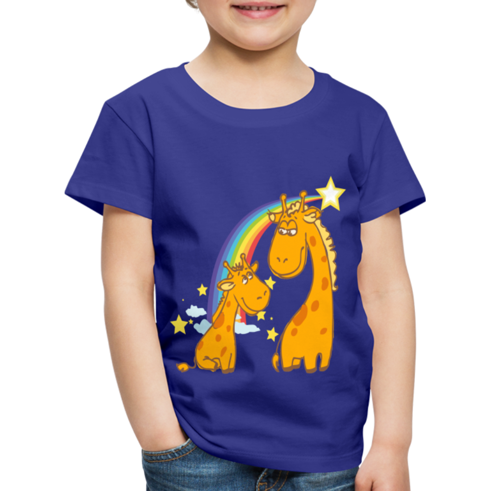 Kinder Premium T-Shirt Regenbogen Giraffe - Königsblau