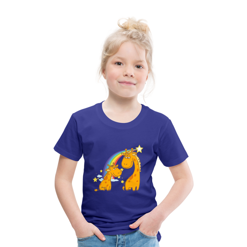 Kinder Premium T-Shirt Regenbogen Giraffe - Königsblau