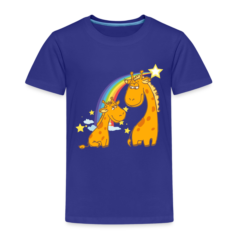 Kinder Premium T-Shirt Regenbogen Giraffe - Königsblau