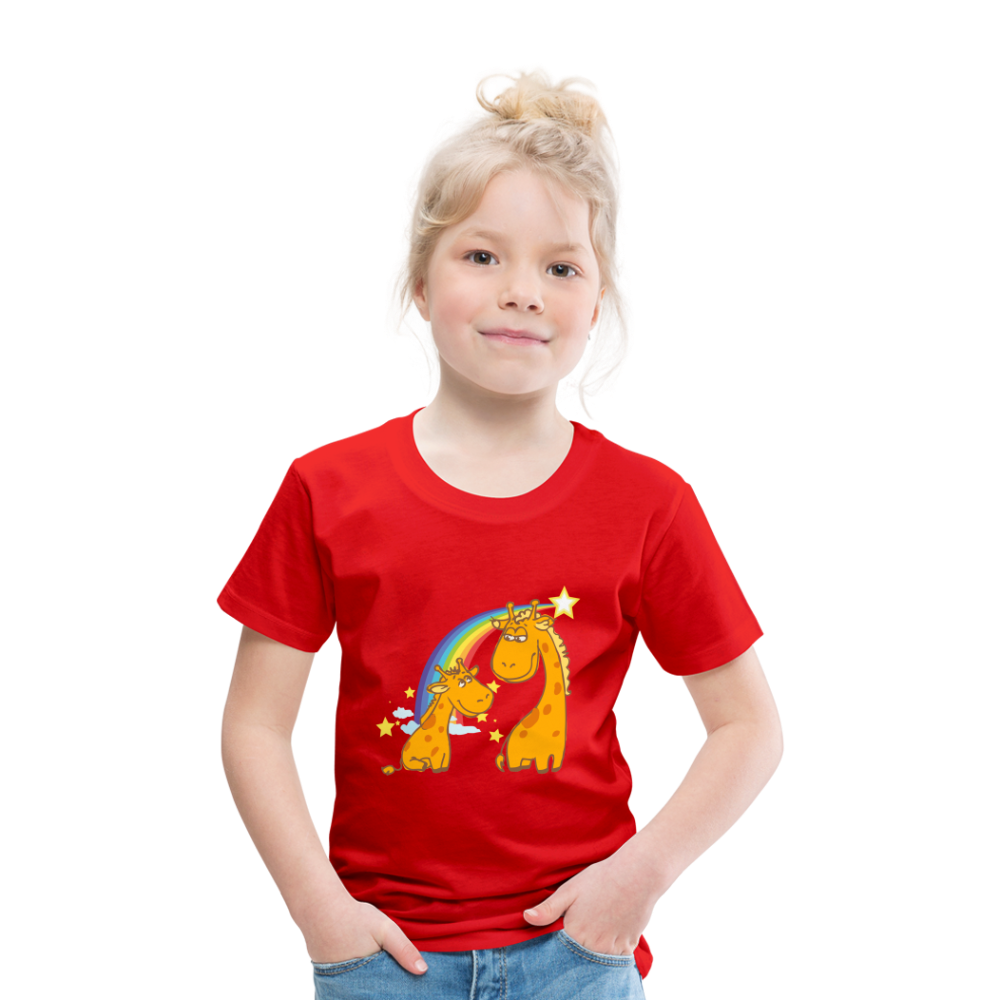 Kinder Premium T-Shirt Regenbogen Giraffe - Rot