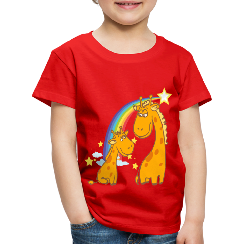 Kinder Premium T-Shirt Regenbogen Giraffe - Rot