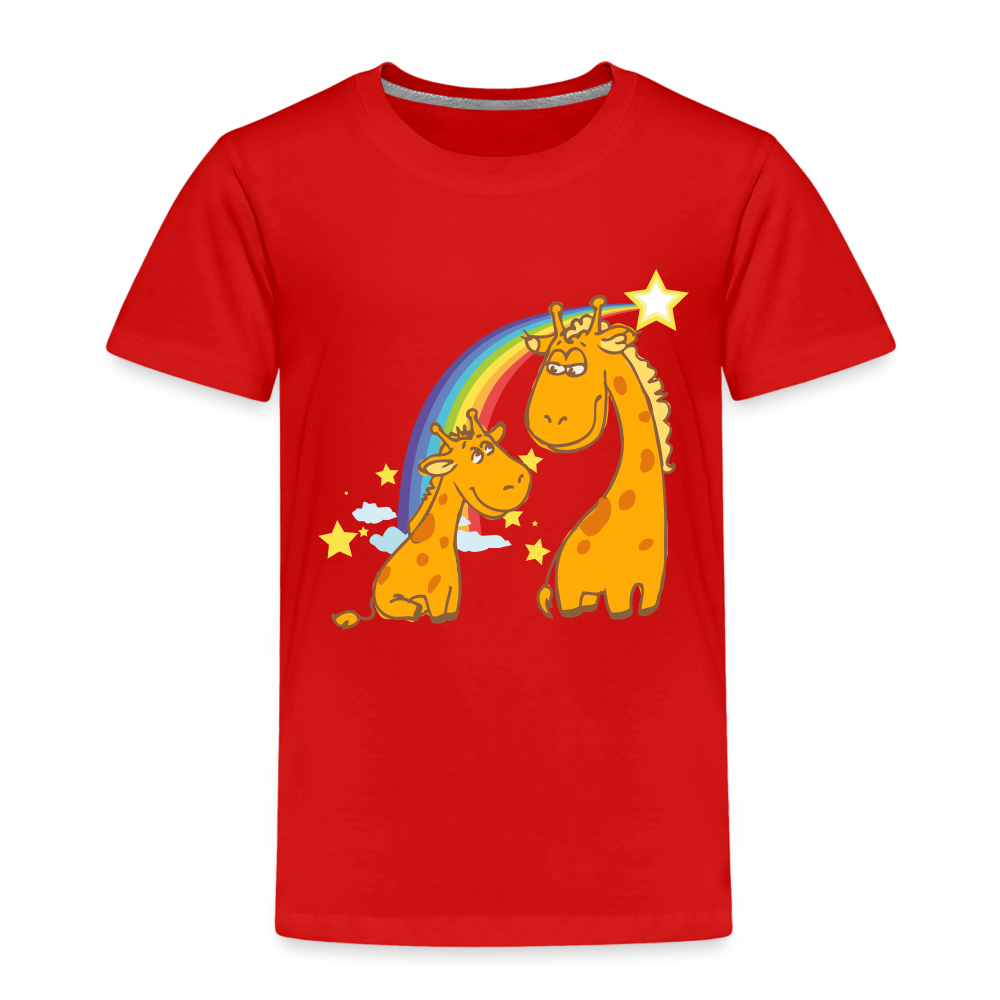 Kinder Premium T-Shirt Regenbogen Giraffe - Rot