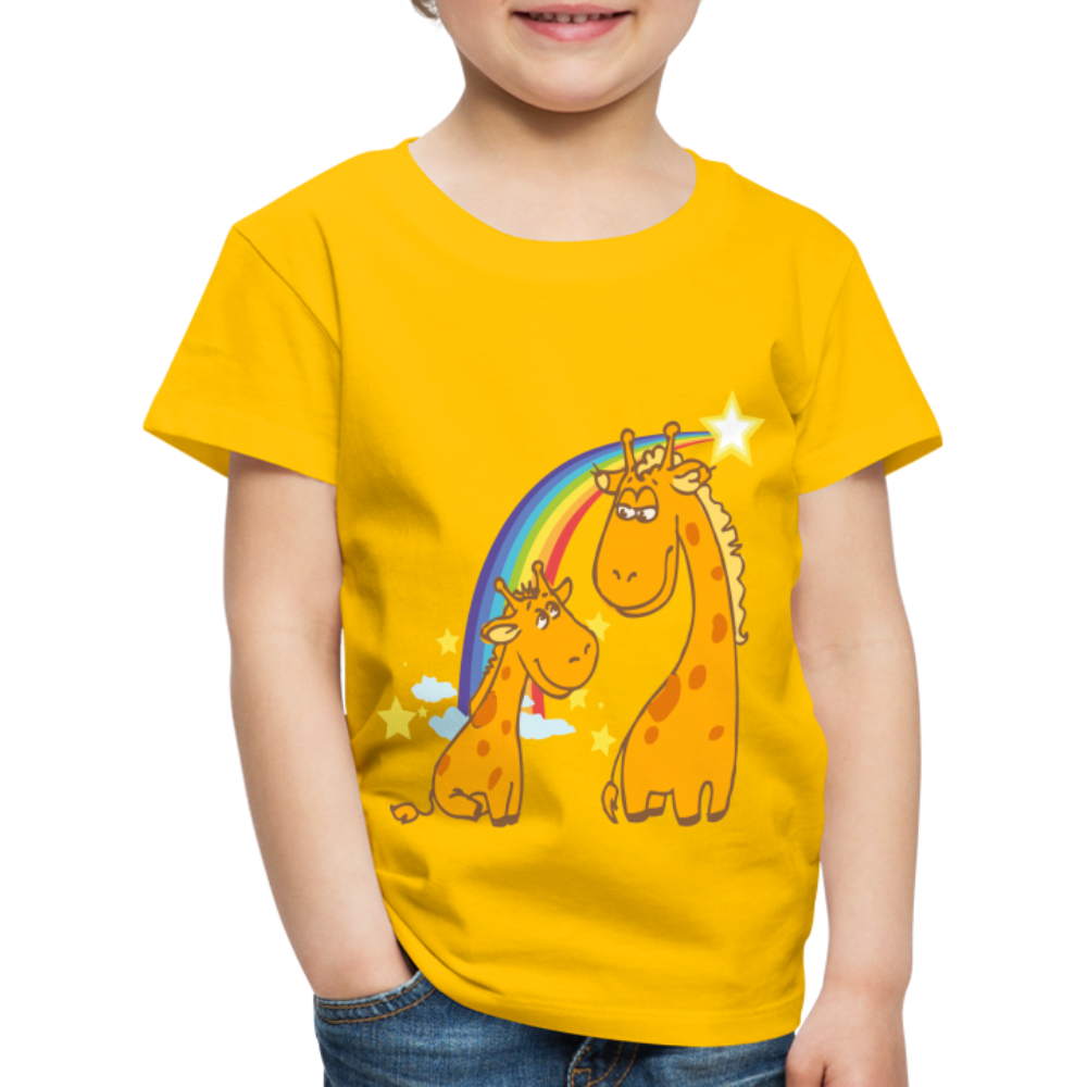 Kinder Premium T-Shirt Regenbogen Giraffe - Sonnengelb