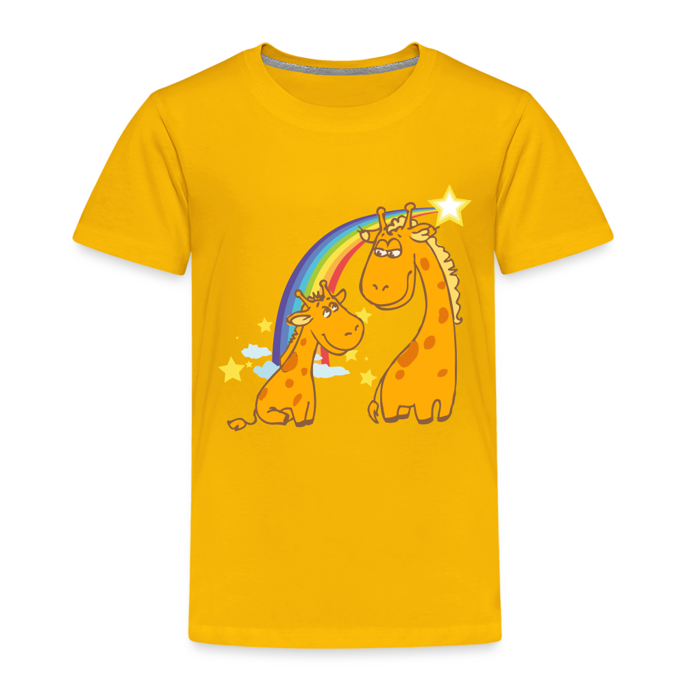 Kinder Premium T-Shirt Regenbogen Giraffe - Sonnengelb