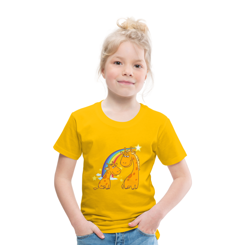 Kinder Premium T-Shirt Regenbogen Giraffe - Sonnengelb