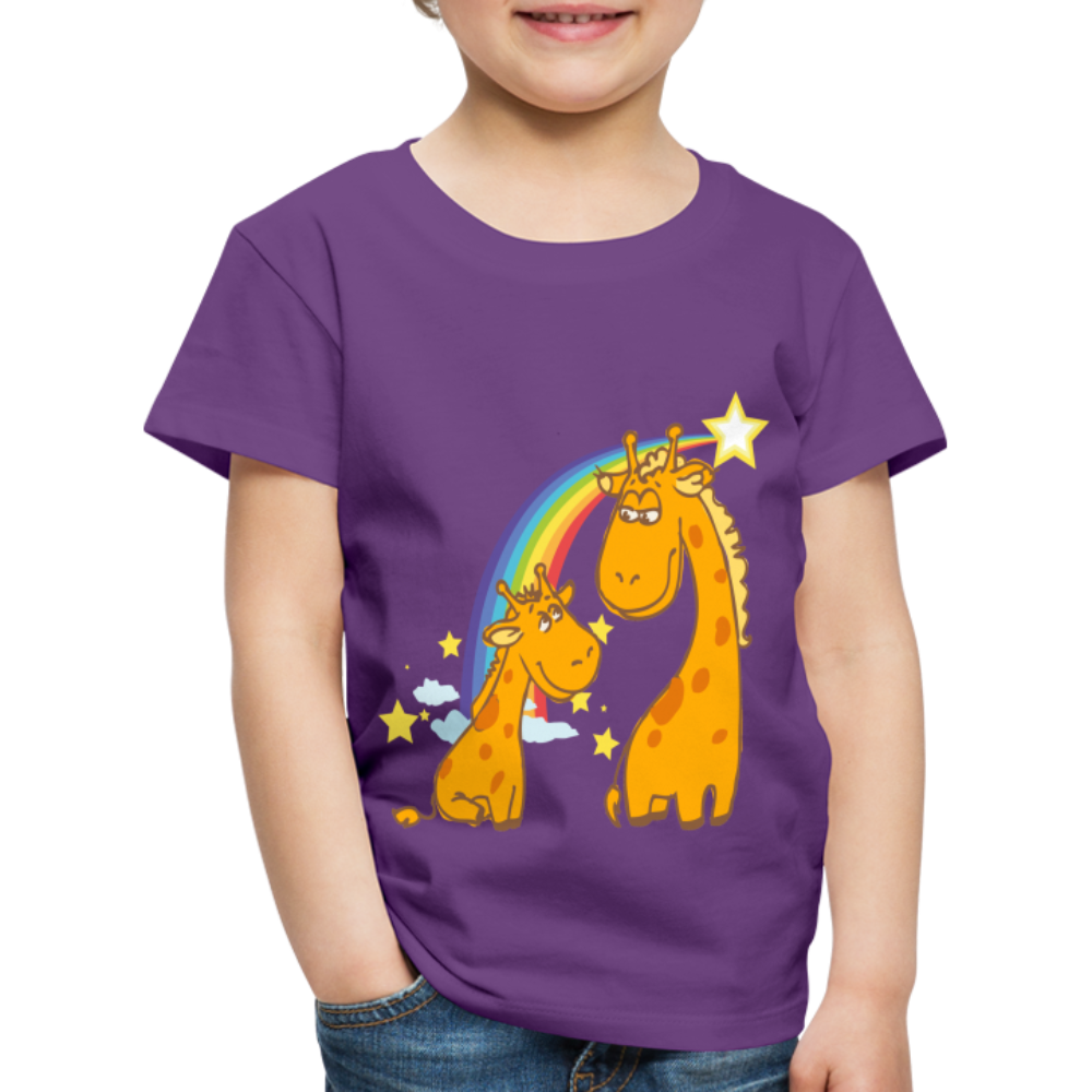 Kinder Premium T-Shirt Regenbogen Giraffe - Lila