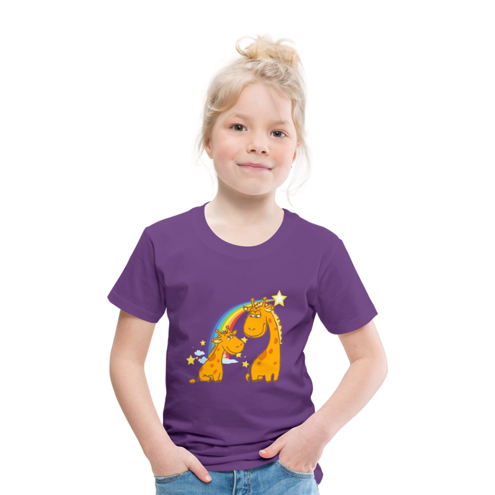 Kinder Premium T-Shirt Regenbogen Giraffe - Lila