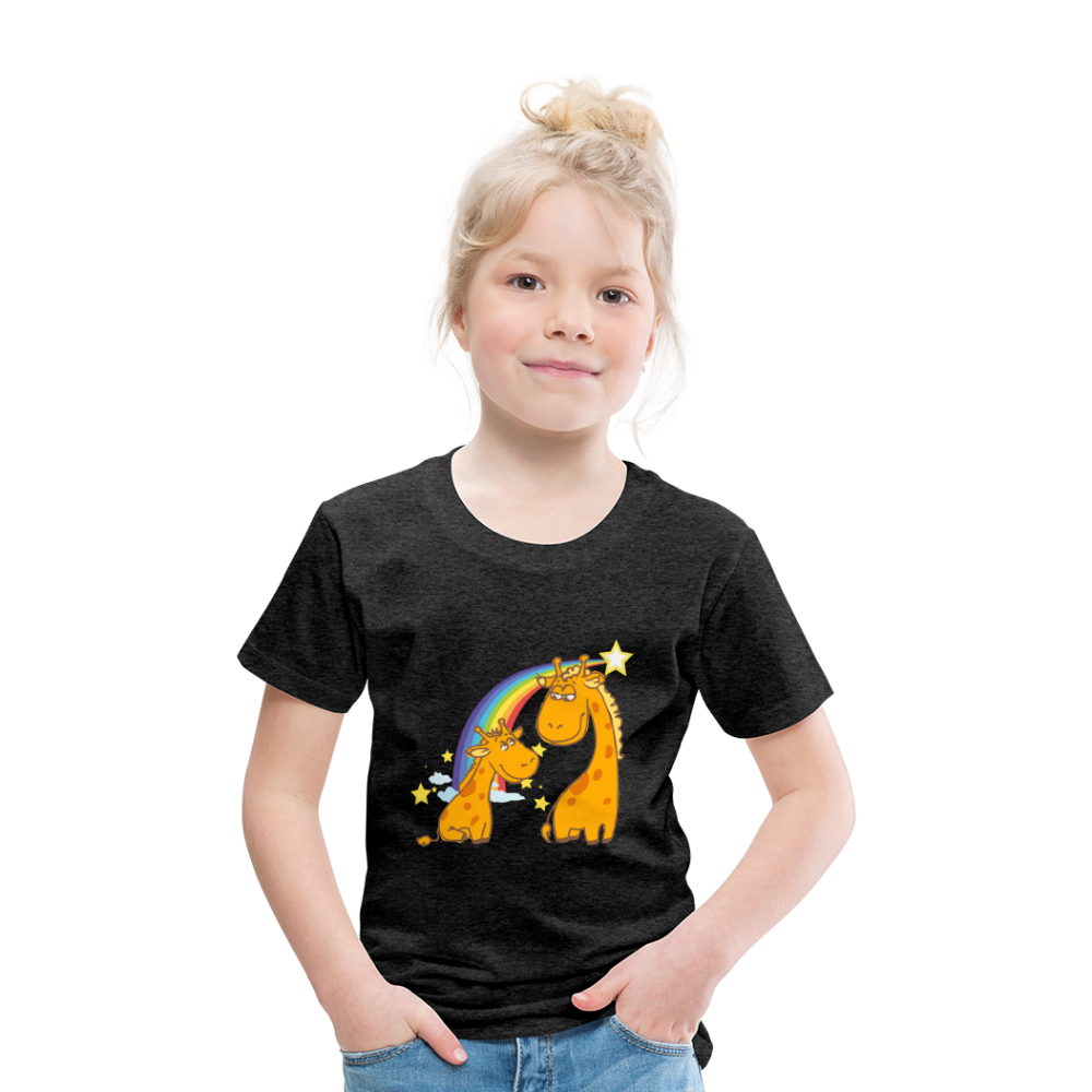 Kinder Premium T-Shirt Regenbogen Giraffe - Anthrazit