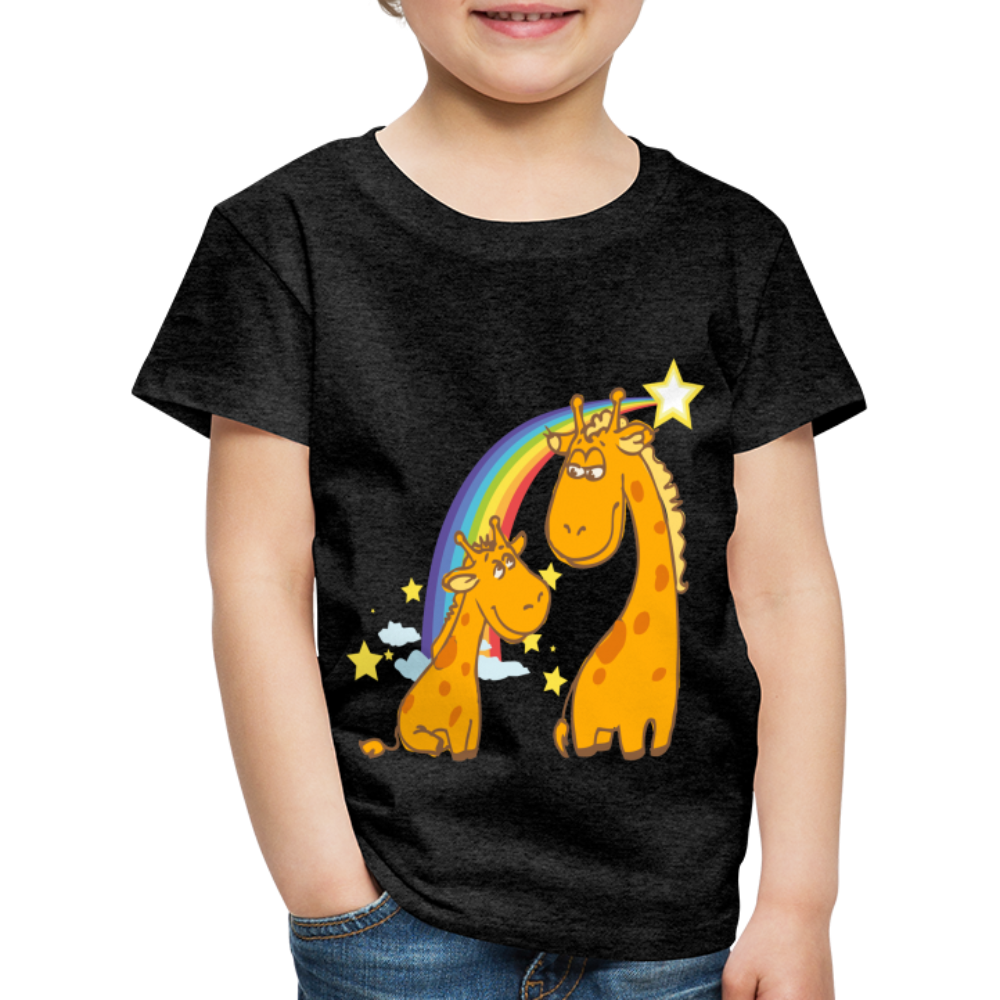 Kinder Premium T-Shirt Regenbogen Giraffe - Anthrazit