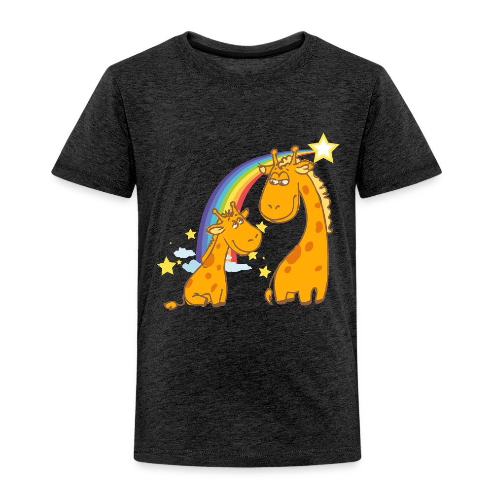 Kinder Premium T-Shirt Regenbogen Giraffe - Anthrazit