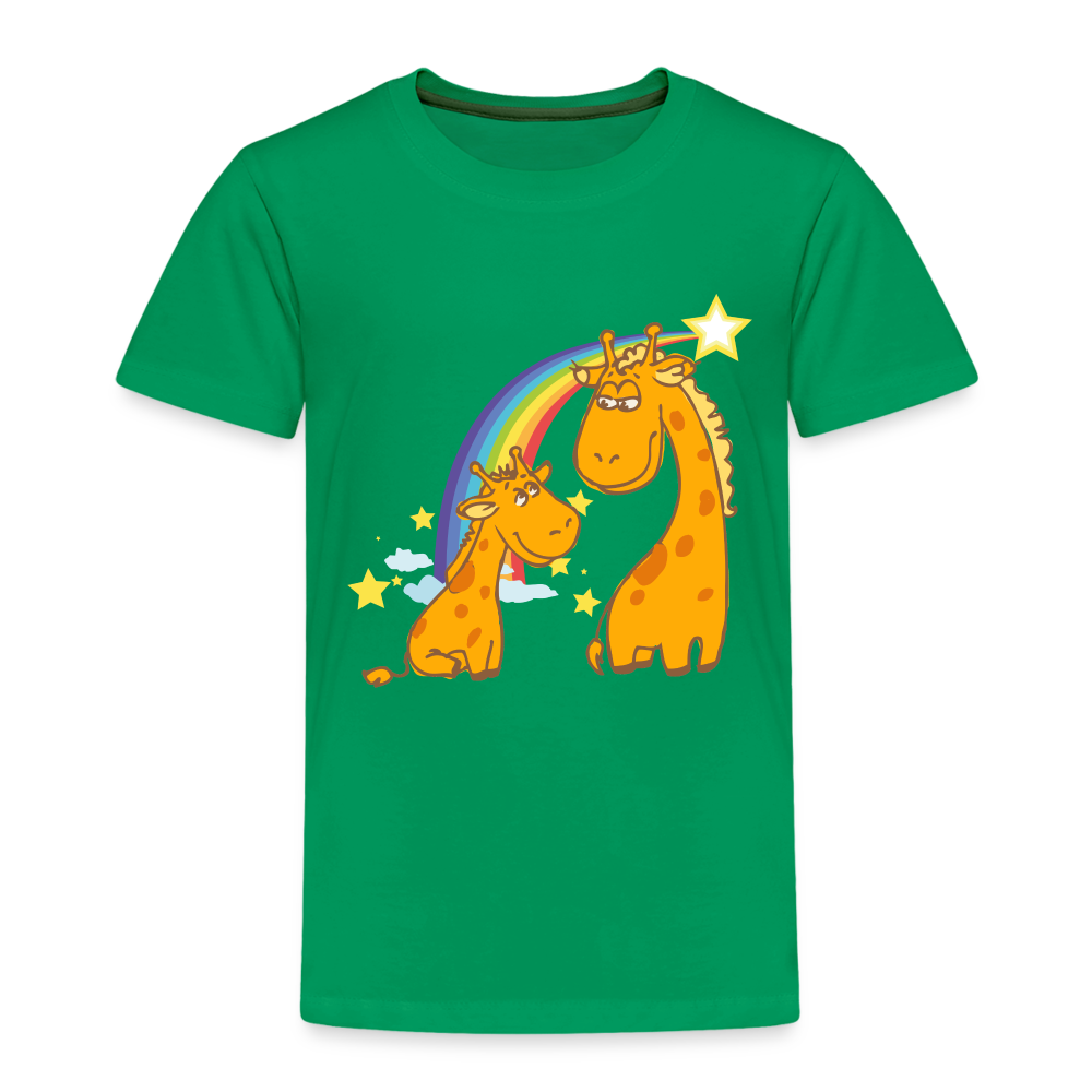 Kinder Premium T-Shirt Regenbogen Giraffe - Kelly Green