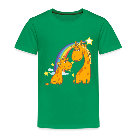 Kinder Premium T-Shirt Regenbogen Giraffe - Kelly Green