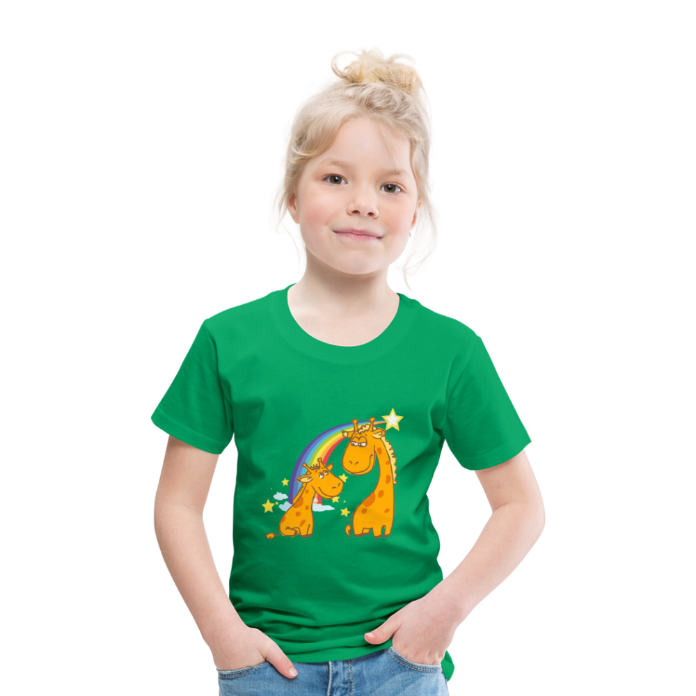 Kinder Premium T-Shirt Regenbogen Giraffe - Kelly Green