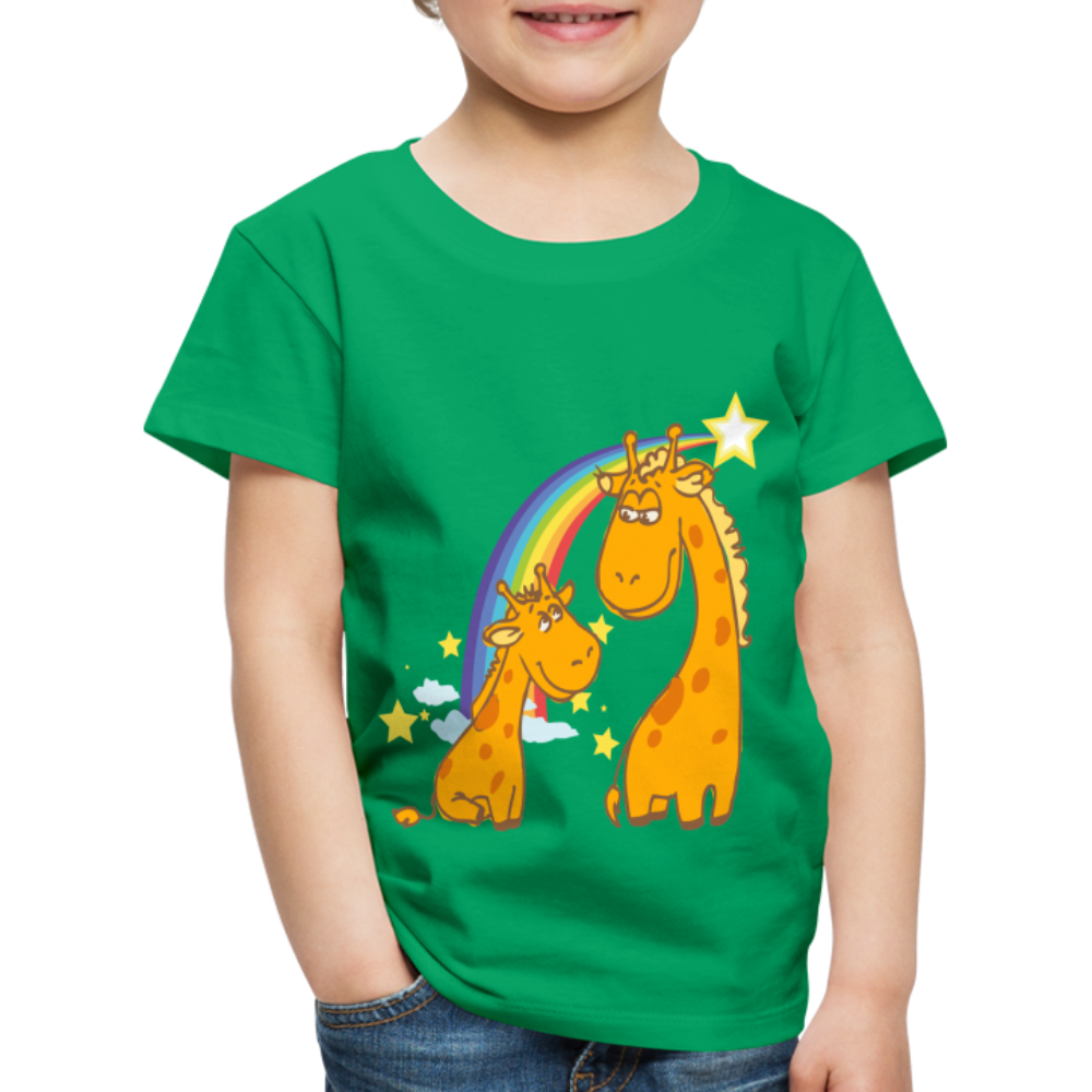 Kinder Premium T-Shirt Regenbogen Giraffe - Kelly Green