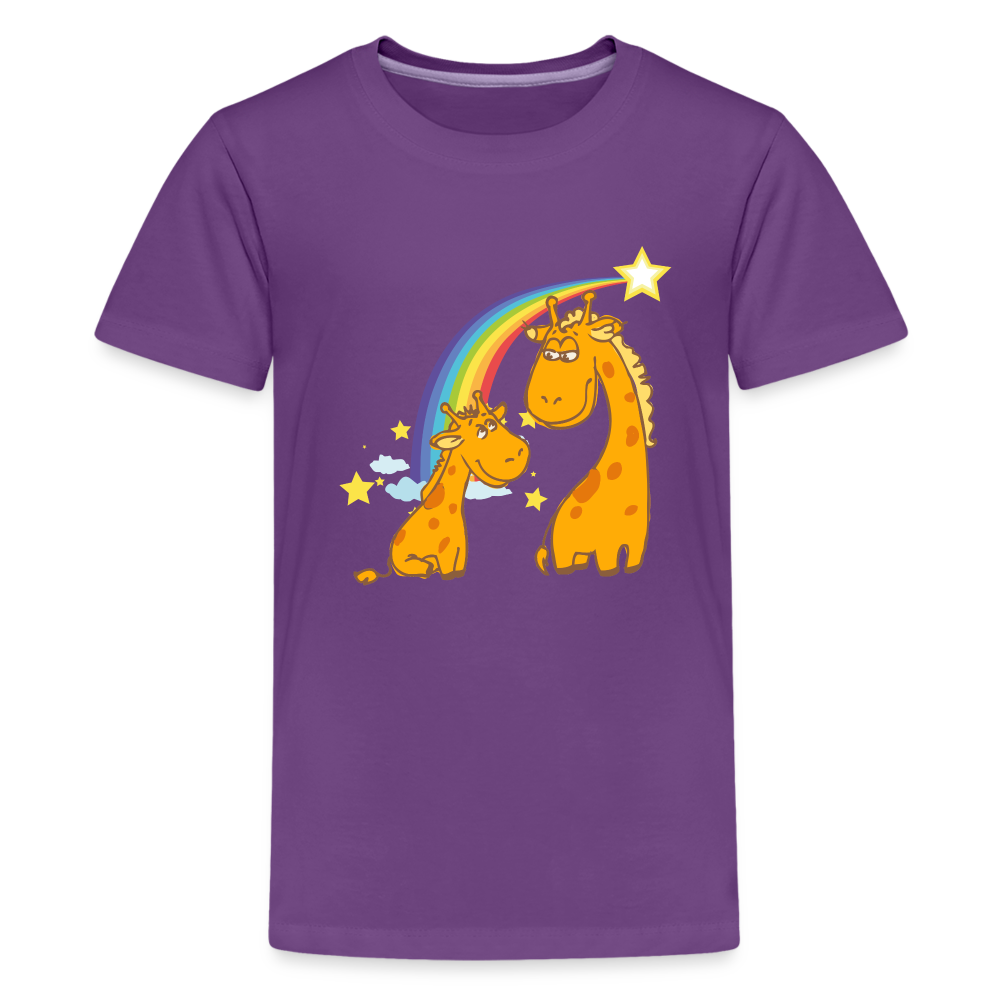Teenager Premium T-Shirt Regenbogen Giraffe - Lila