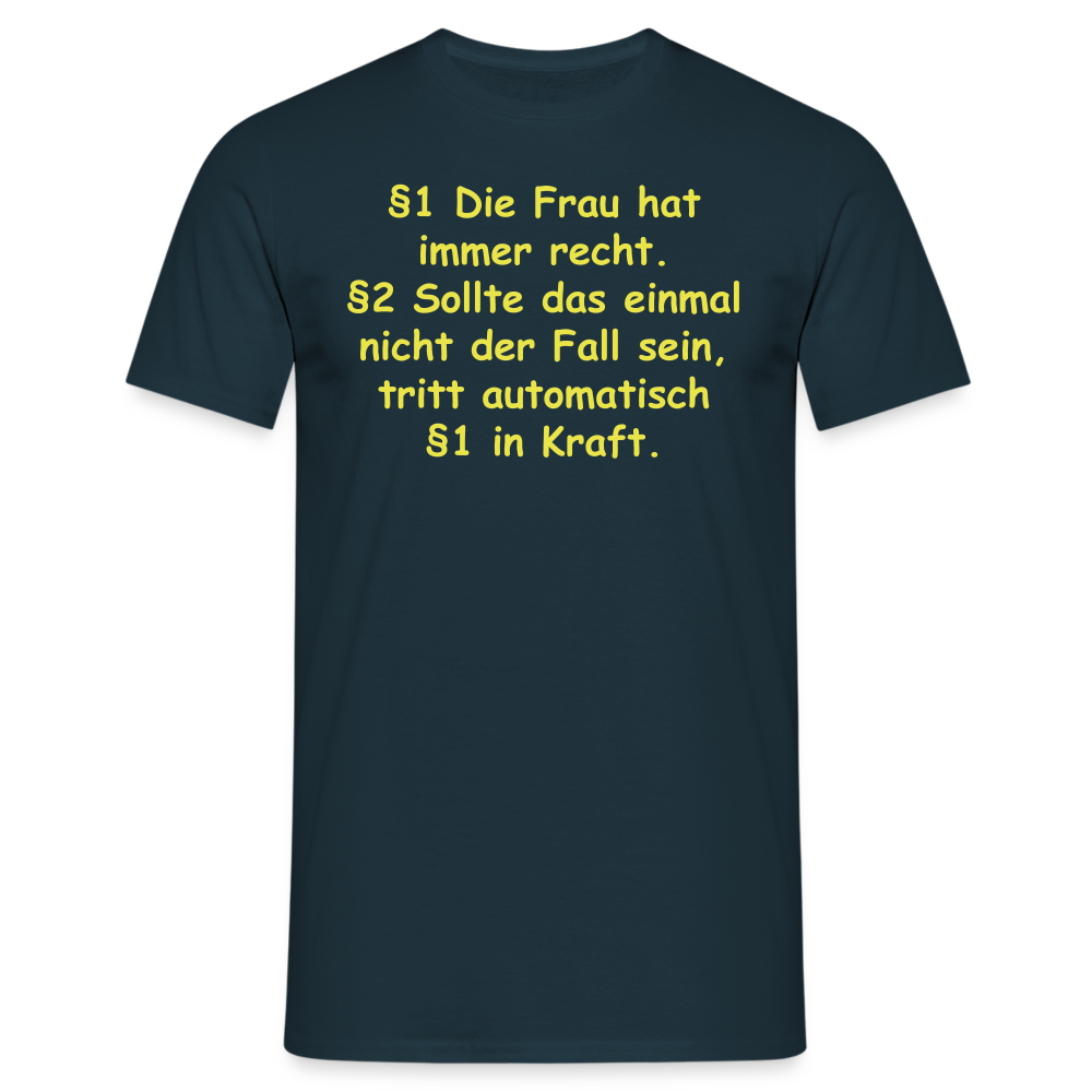 §1 Die Frau hat immer recht. §2 Sollte das einmal nicht der Fall sein, tritt automatisch §1 in Kraft. - Navy
